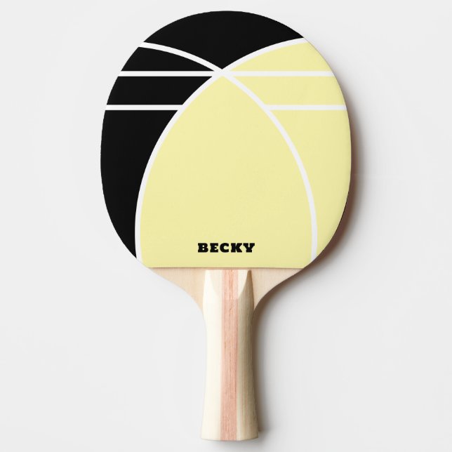 Raquete De Ping Pong Yellow and Black Personalized Ping Pong Paddle (Frente)