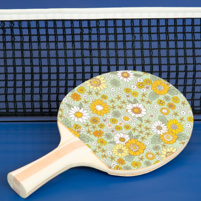 Raquete De Ping Pong Yellow Floral Garden Pattern (Insitu)