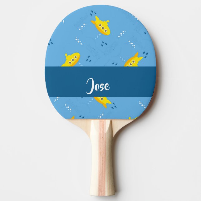 Raquete De Ping Pong Yellow submarine and fish on blue (Frente)