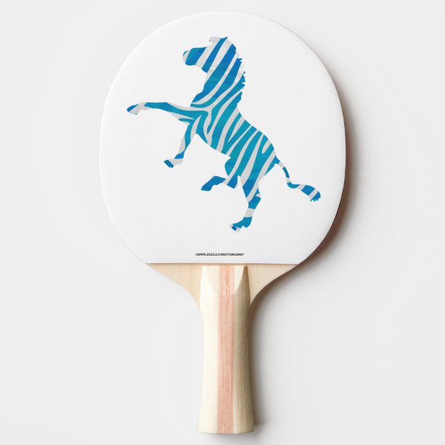 Raquete De Ping Pong Zebra azul e branca (Frente)