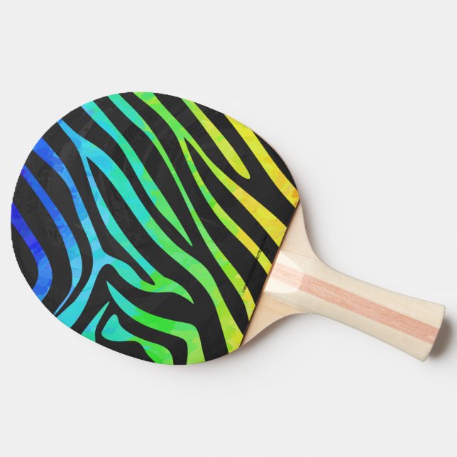 Raquete De Ping Pong Zebra Black e Rainbow Impressão (Lateral)