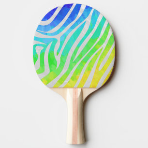 Raquete De Ping Pong Zebra Rainbow e White Impressão