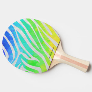 Raquete De Ping Pong Zebra Rainbow e White Impressão