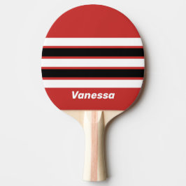 Raquete De Ping Pong Zebra Urbana Retro com Faixas e Nome