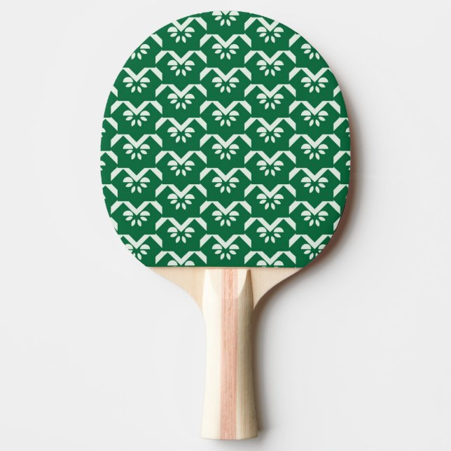 Raquete De Ping Pong Ziguezague floral verde (Frente)