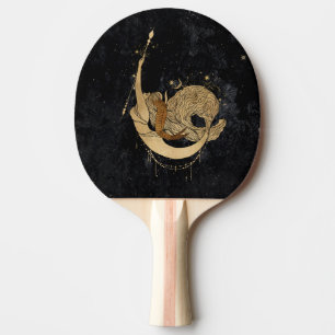 Raquete De Ping Pong Zodiac Goddese Astrologia de Capricórnio Dourado