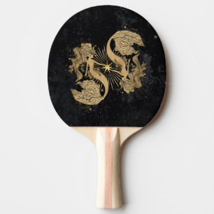 Raquete De Ping Pong Zodiac Goddese Astrologia de Peixes Dourados cós