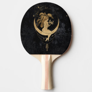 Raquete De Ping Pong Zodiac Goddese   Astrologia dos Canceres Dourados 