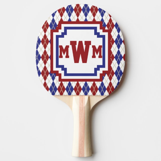 Raquete De Tênis De Mesa Americana Argyle Ping Pong Paddle (Frente)