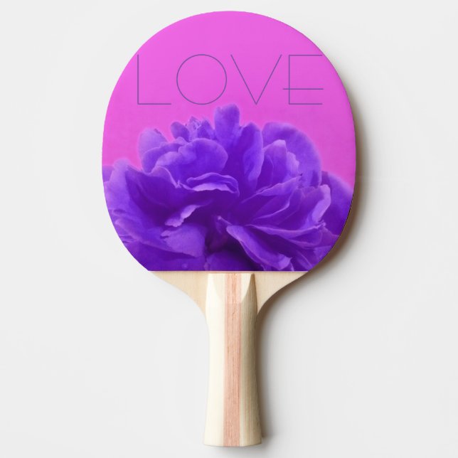 Raquete De Tênis De Mesa Amor Floral Roxo Elegante (Frente)