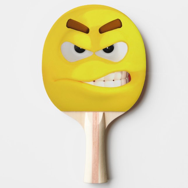 Raquete De Tênis De Mesa Angry Yellow Emoji (Frente)