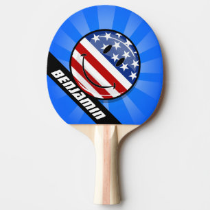 Raquete De Tênis De Mesa Bandeira americana de sorriso