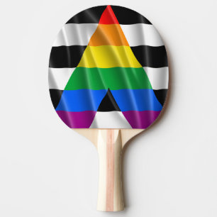 Raquete De Tênis De Mesa bandeira de aliado heterossexual com design ondula
