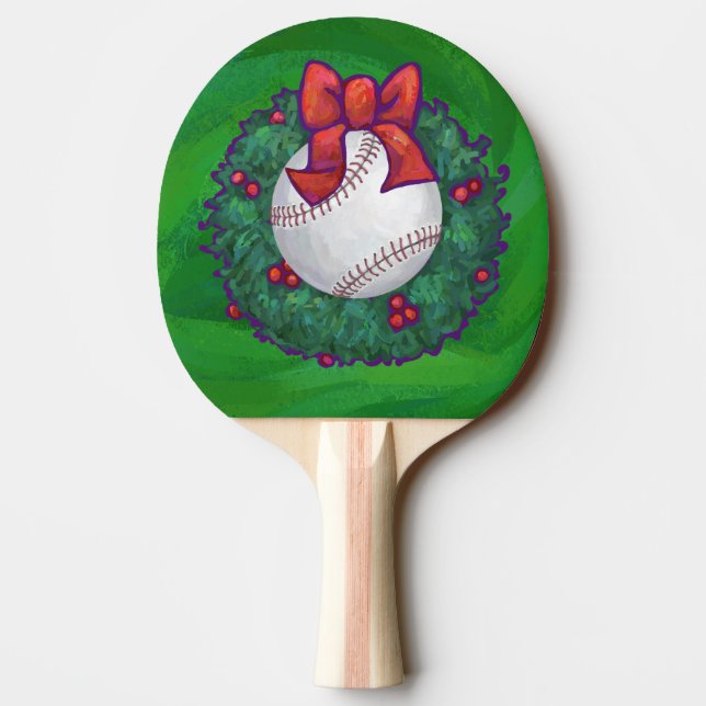 Raquete De Tênis De Mesa Beisebol na Wreath de Natal (Verso)