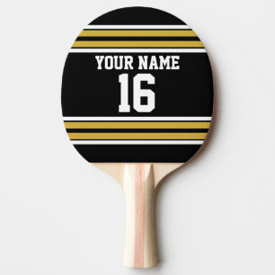 Raquete De Tênis De Mesa Black with Dourado White Stripes Team Jersey