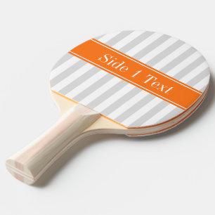 Raquete De Tênis De Mesa Cinza Lt White Stripe Pumpkin Orange Name Monogram