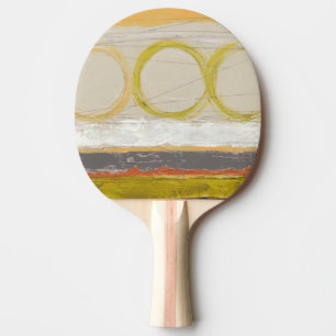 Raquete De Tênis De Mesa Círculos Amarelos e Laranja em Fundo Multicolor