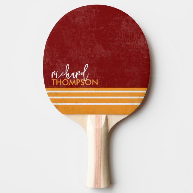 Raquete de Tênis de Mesa Com Nome Vermelho/Laranja (Frente)