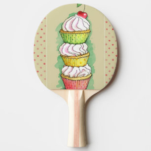 Raquete De Tênis De Mesa Cupcakes da aguarela. Ilustração da cozinha