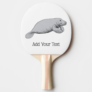 Raquete De Tênis De Mesa Desenho do Vintage Manatee
