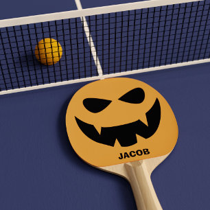 Raquete De Tênis De Mesa Dia de as Bruxas engraçado Pumpkin Face Ping Pong