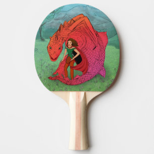 Raquete De Tênis De Mesa Dragão de Bebê Vermelho
