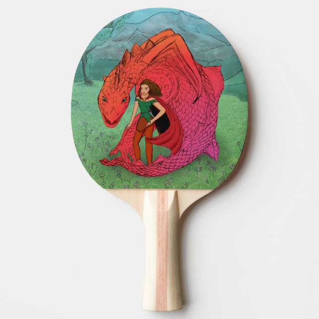 Raquete De Tênis De Mesa Dragão de Bebê Vermelho (Frente)