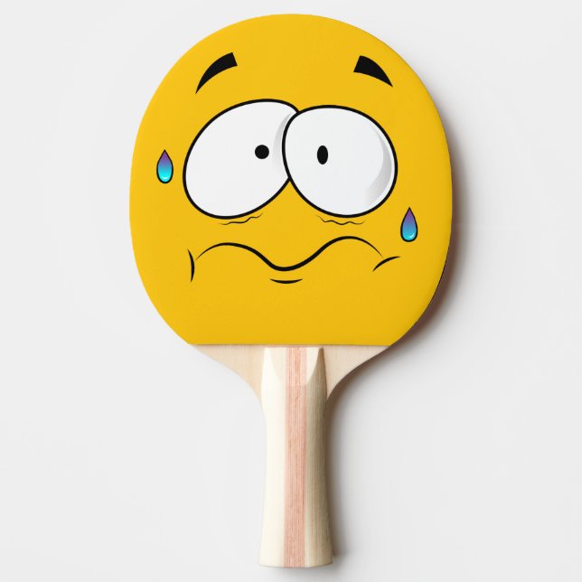 Raquete De Tênis De Mesa Emoji Amarelo Assustado (Frente)