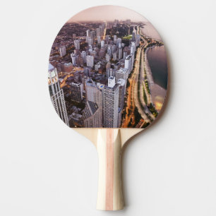 Raquete De Tênis De Mesa EUA, Illinois, Chicago, vista aérea do lago
