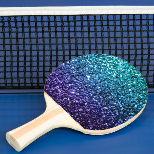Raquete De Tênis De Mesa Faíscas de brilho azul-aqua Ombre faux