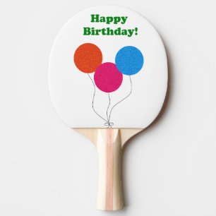 Raquete De Tênis De Mesa Feliz aniversário Cartoon de Balões Coloridos