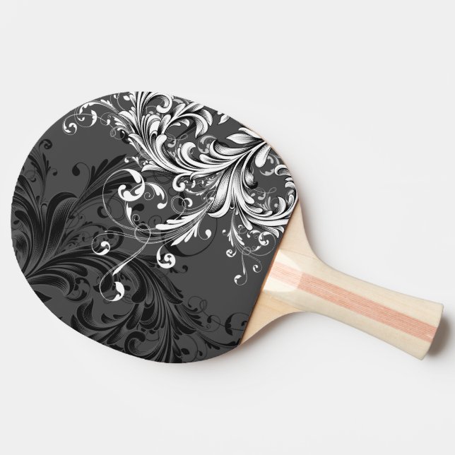 Raquete De Tênis De Mesa Floreio Preto e Branco (Lateral do verso)