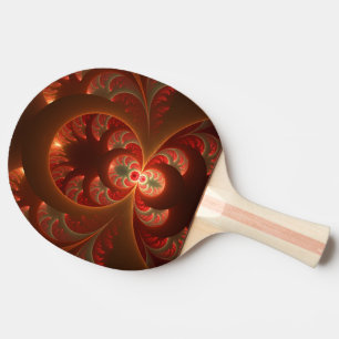 Raquete De Tênis De Mesa Fractal vermelho-laranja abstrato moderno e lumino