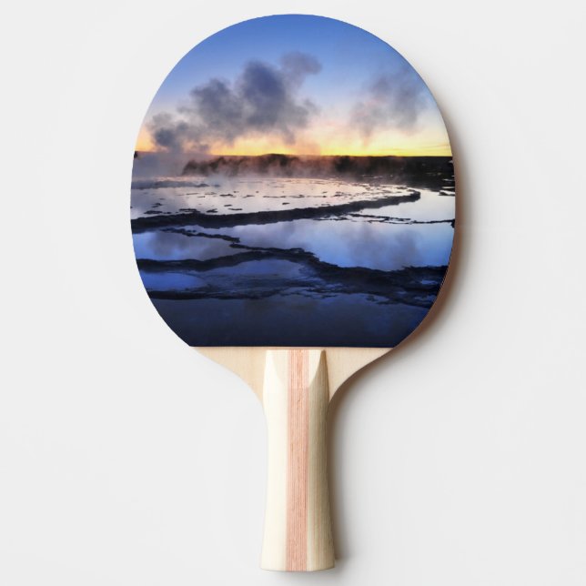 Raquete De Tênis De Mesa Fumo do geyser no por do sol (Frente)