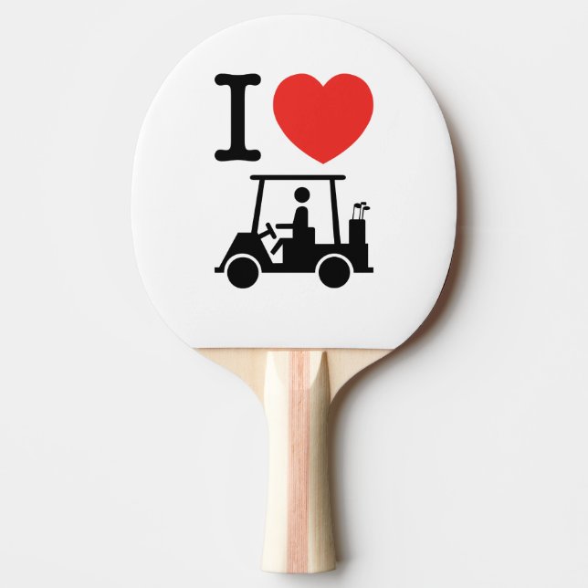 Raquete De Tênis De Mesa I Heart (Love) Golf Cart (Frente)