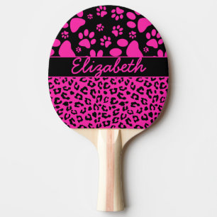 Raquete De Tênis De Mesa Impressão e patas de leopardo rosa e preto person