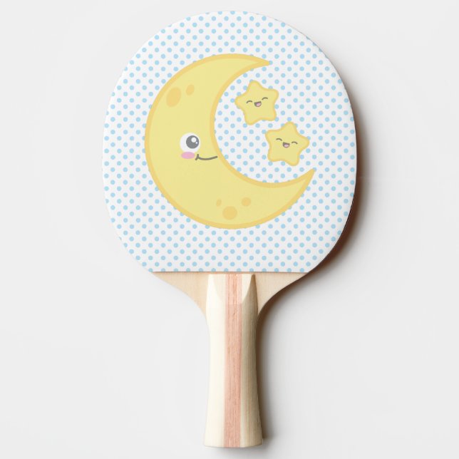 Raquete De Tênis De Mesa Kawaii Moon e Stars Ping Pong Paddle (Verso)
