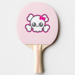 Raquete De Tênis De Mesa Kawaii Pink Ribbon Skull Ping Pong Pong Padden