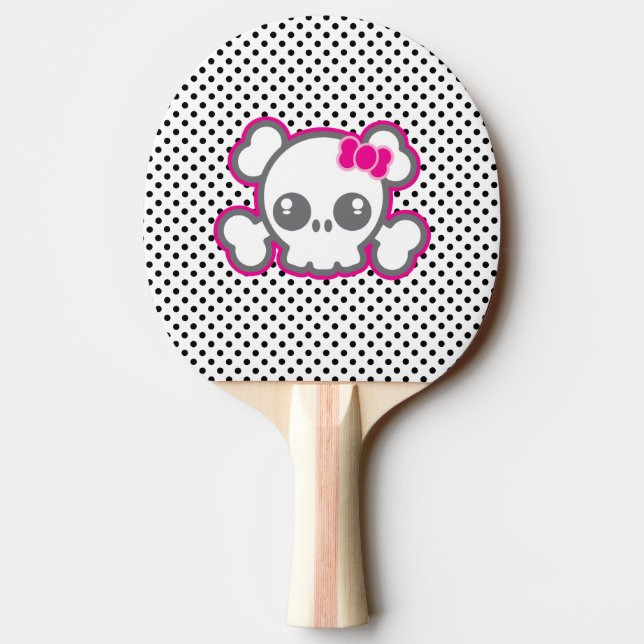 Raquete De Tênis De Mesa Kawaii Pink Ribbon Skull Ping Pong Pong Padden (Verso)