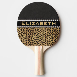 Raquete De Tênis De Mesa Leopard Spot Rhinestone Diamantes Monograma FOTO