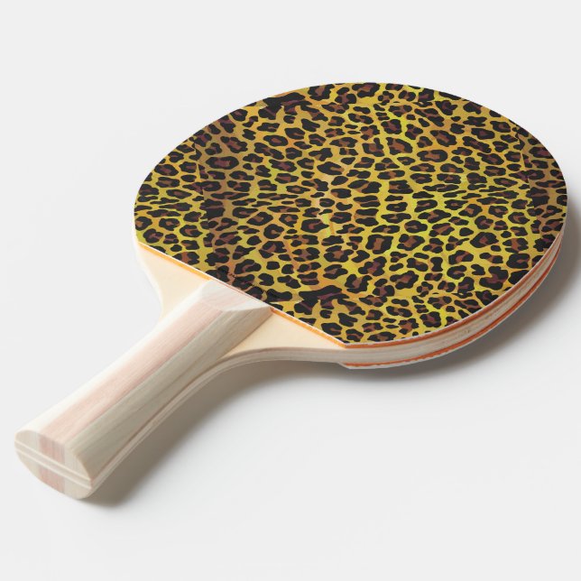 Raquete De Tênis De Mesa Leopardo Castanho e Impressão Amarelo (Frente inclinada)