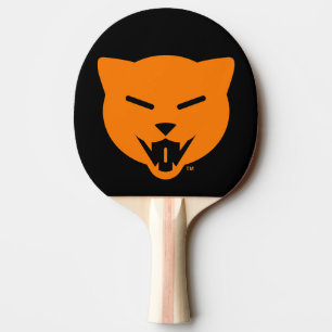Raquete De Tênis De Mesa Logotipo de riso de SmokyKitten do gato - preto e