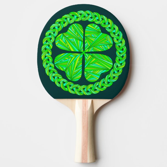 Raquete De Tênis De Mesa Lucky Celtic Shamrock Four Folheto (Frente)