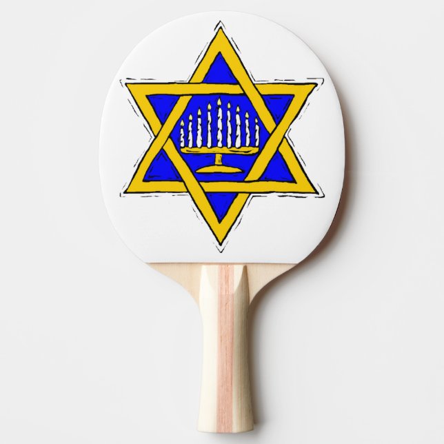 Raquete De Tênis De Mesa Menorah dentro da estrela de David (Frente)