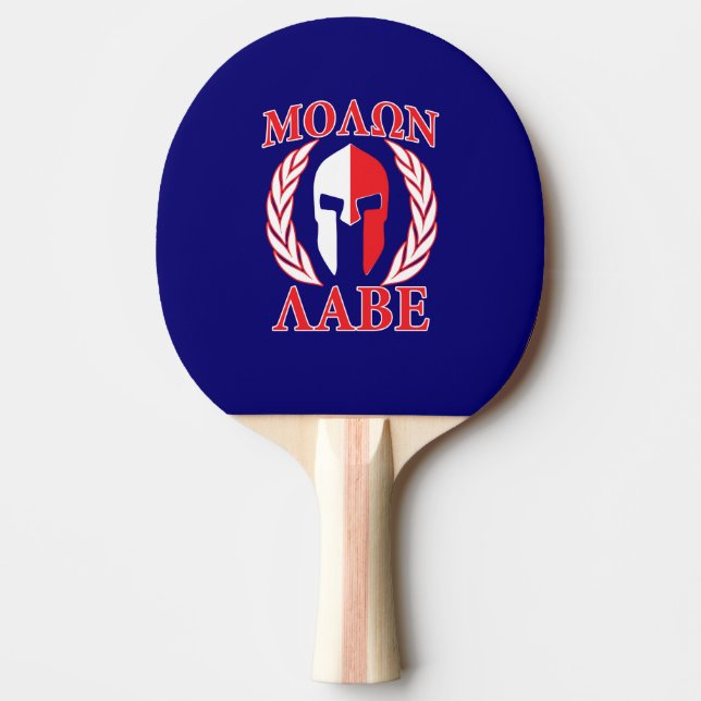Raquete De Tênis De Mesa Molon Labe Spartan Helmet Laurels Azul (Frente)