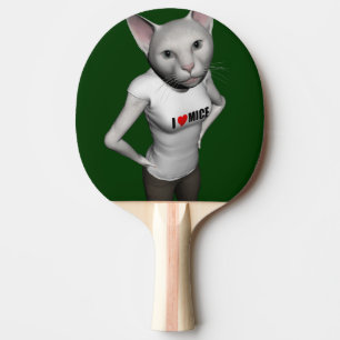 Raquete De Tênis De Mesa O gato Siamese branco engraçado ama ratos