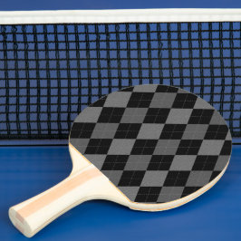 Raquete De Tênis De Mesa Padrão Argyle Preto e Cinza Carvão