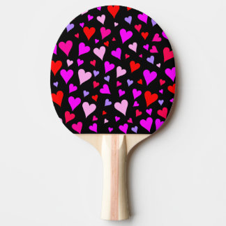 Raquete De Tênis De Mesa Padrão de Corações Vermelho, Rosa, Púrpura e Magen