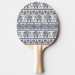 Raquete De Tênis De Mesa Padrão de Elefante Étnico Azul
