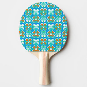 Raquete De Tênis De Mesa Padrão étnico teal